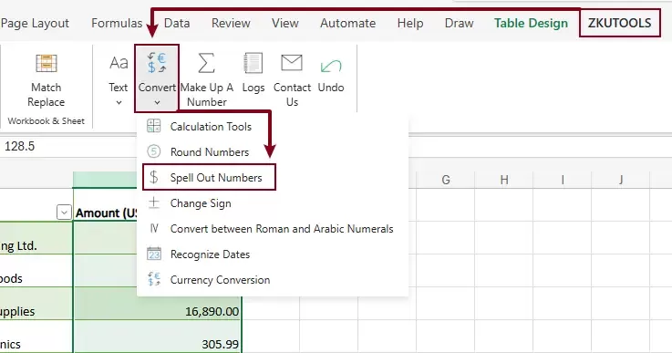 enable the spell out numbers feature